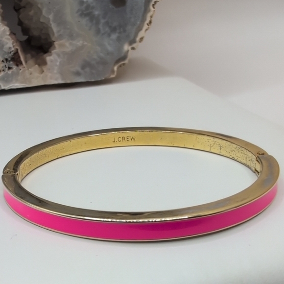 J. Crew Pink and Gold Enamel Bangle Bracelet - Picture 3 of 8
